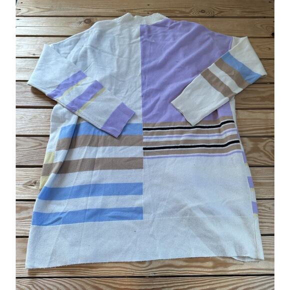 Chinti & Parker Stripe Cardigan Sweater Size Medium Women’s Cream Open Front - Picture 2 of 8